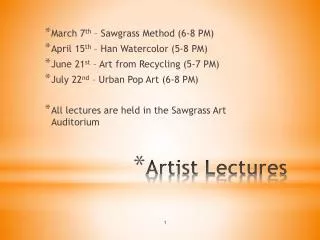 Artist Lectures