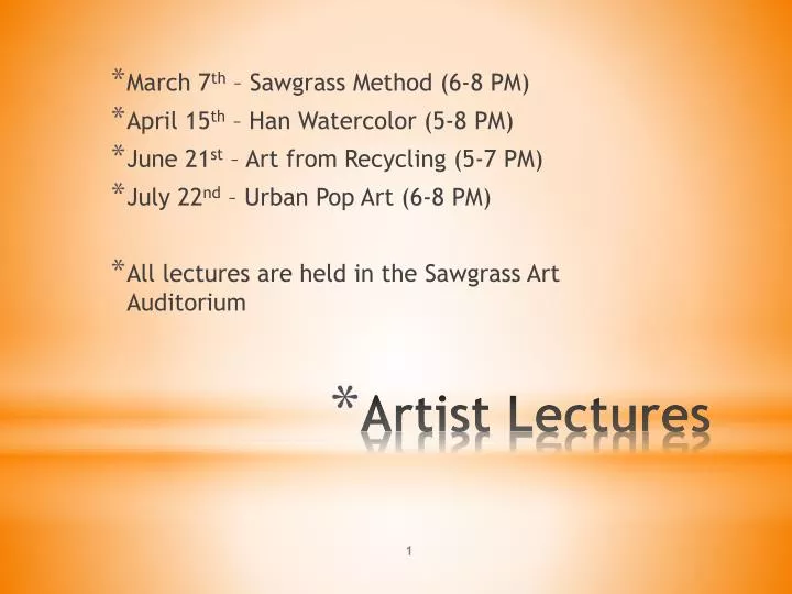 artist lectures