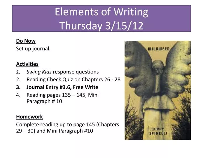 elements of writing thursday 3 15 12