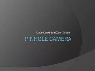 Pinhole CAMERA