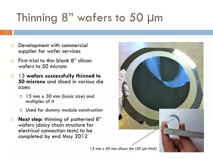 thinning 8 wafers to 50 m