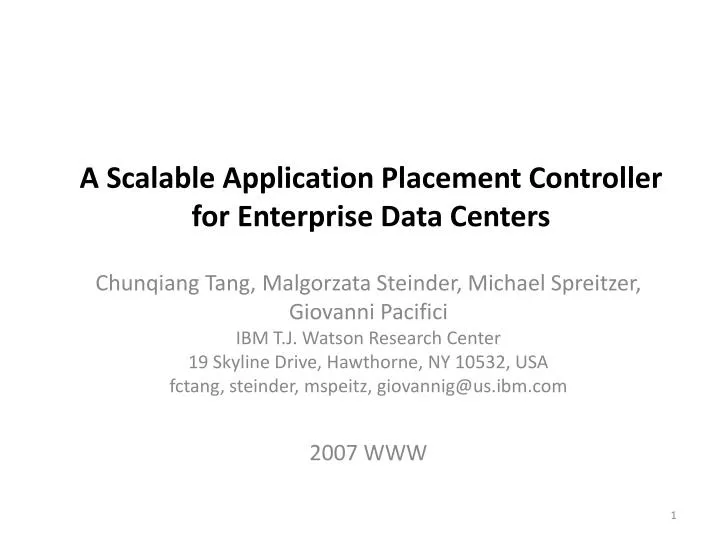 a scalable application placement controller for enterprise data centers