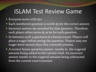 ISLAM Test Review Game