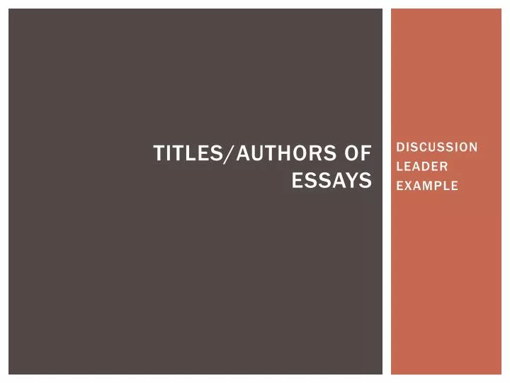 titles authors of essays