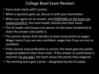 College Bowl Exam Review!
