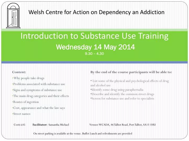 introduction to substance use training wednesday 14 may 2014 9 30 4 30