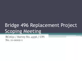 Bridge 496 Replacement Project Scoping Meeting