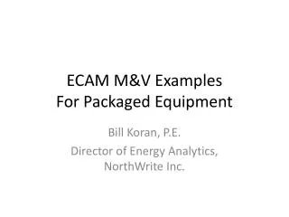 ECAM M&amp;V Examples For Packaged Equipment