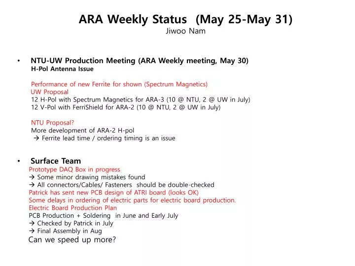 ara weekly status may 25 may 31 jiwoo nam