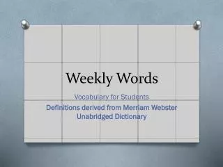 Weekly Words