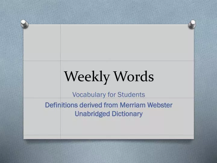 weekly words