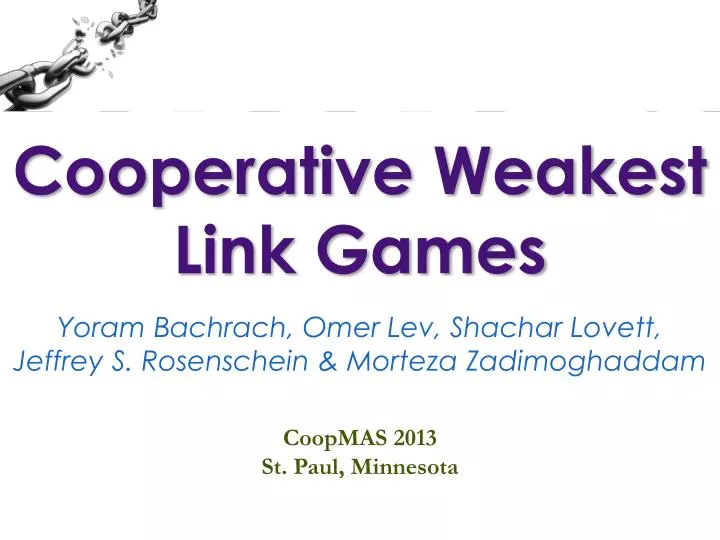 cooperative weakest link games