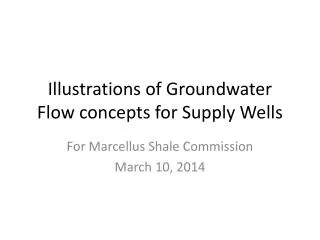 Illustrations of Groundwater Flow concepts for Supply Wells