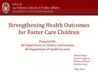 Strengthening Health Outcomes for Foster Care Children