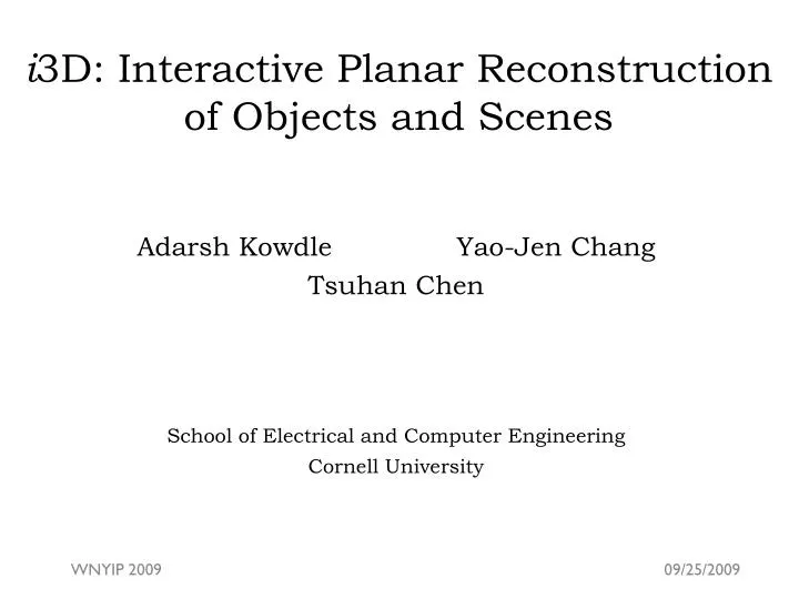 i 3d interactive planar reconstruction of objects and scenes