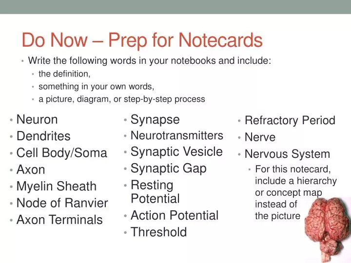 do now prep for notecards