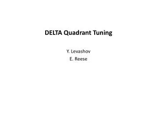 DELTA Quadrant Tuning Y. Levashov E. Reese