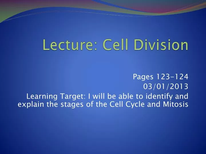 lecture cell division