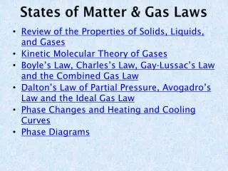 States of Matter &amp; Gas Laws