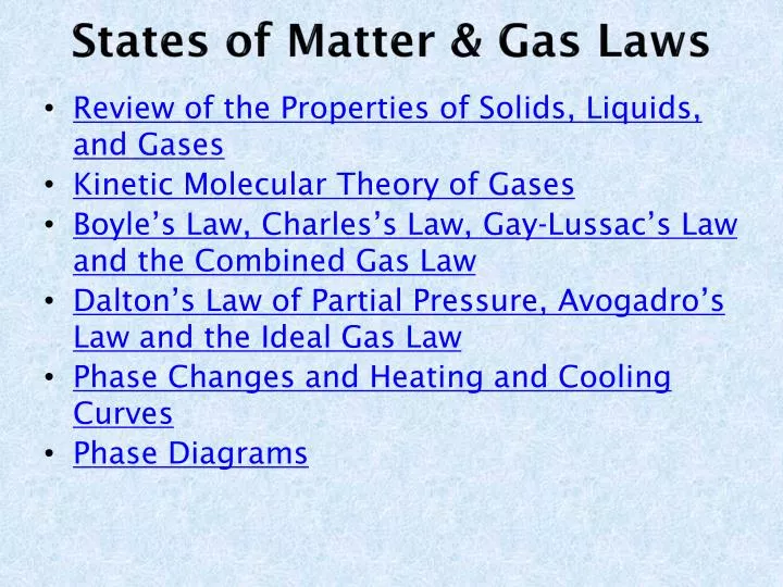 states of matter gas laws