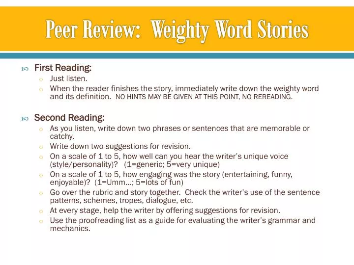 peer review weighty word stories