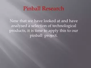 Pinball Research