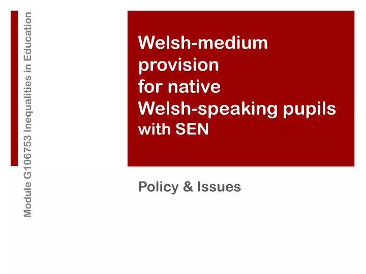 welsh medium provision for native welsh speaking pupils with sen