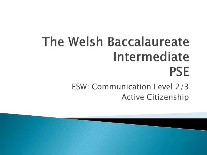 the welsh baccalaureate intermediate pse