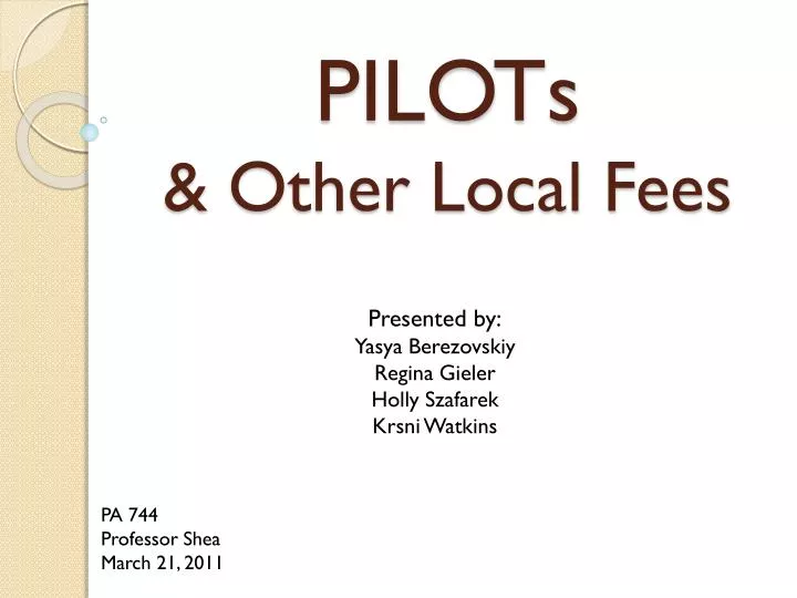 pilots other local fees