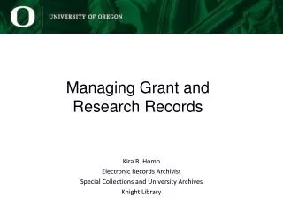 Managing Grant and Research Records