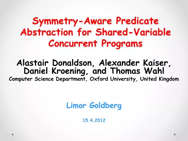 symmetry aware predicate abstraction for shared variable concurrent programs