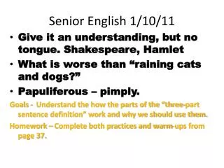 Senior English 1/10/11