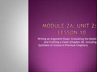 Module 2A: Unit 2: Lesson 10