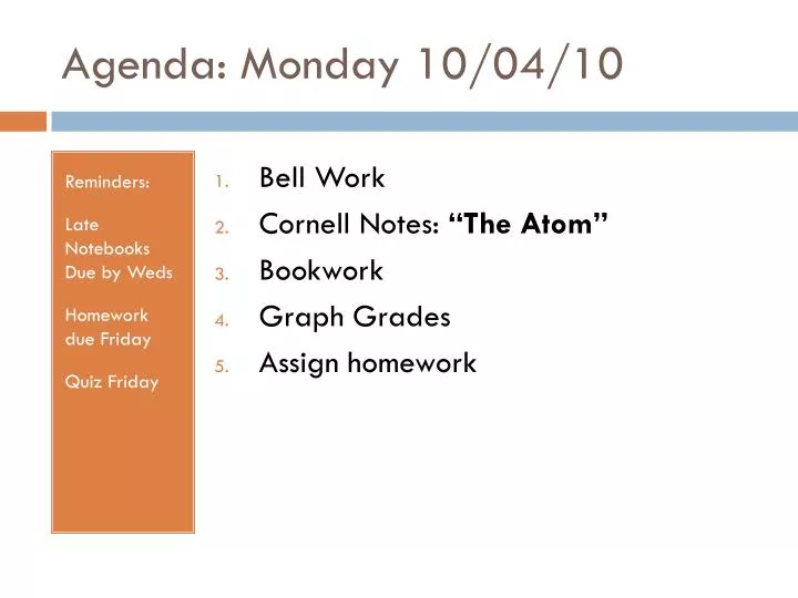 agenda monday 10 04 10