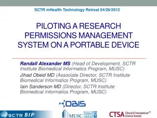 Piloting a Research Permissions Management System on a portable Device