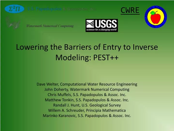 lowering the barriers of entry to inverse modeling pest