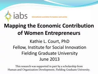 Mapping the Economic Contribution of Women Entrepreneurs