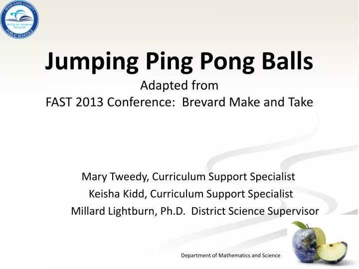 jumping ping pong balls adapted from fast 2013 conference brevard make and take