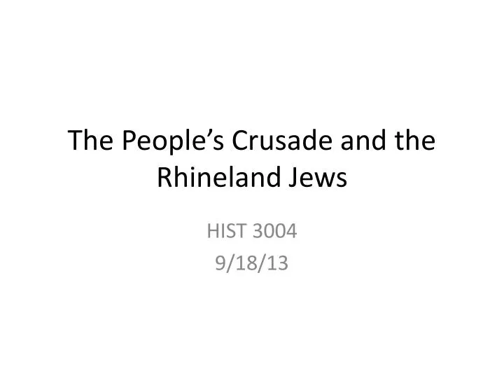 the people s crusade and the rhineland jews