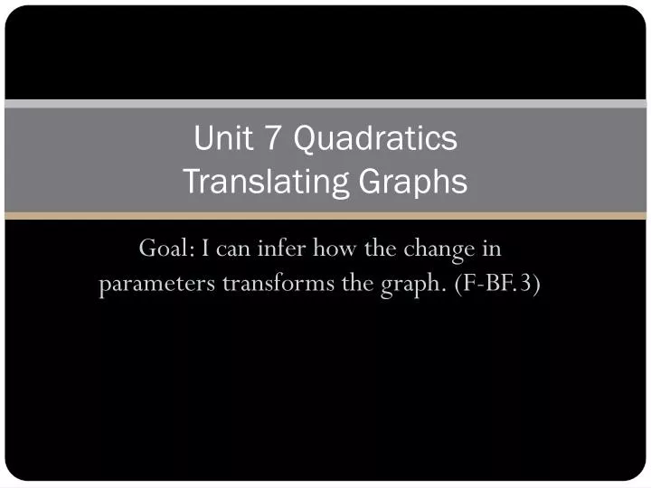 unit 7 quadratics translating graphs