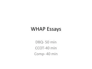 WHAP Essays