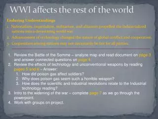 WWI affects the rest of the world