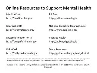 Online Resources to Support Mental Health