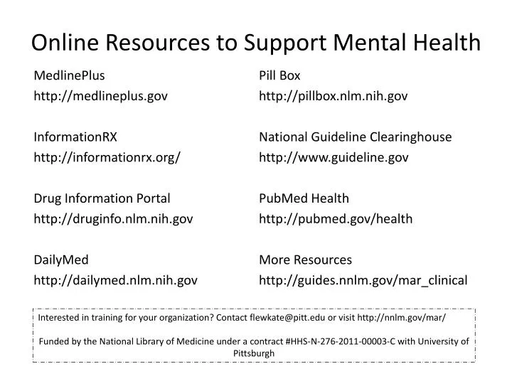 online resources to support mental health