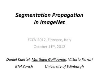 Segmentation Propagation in ImageNet