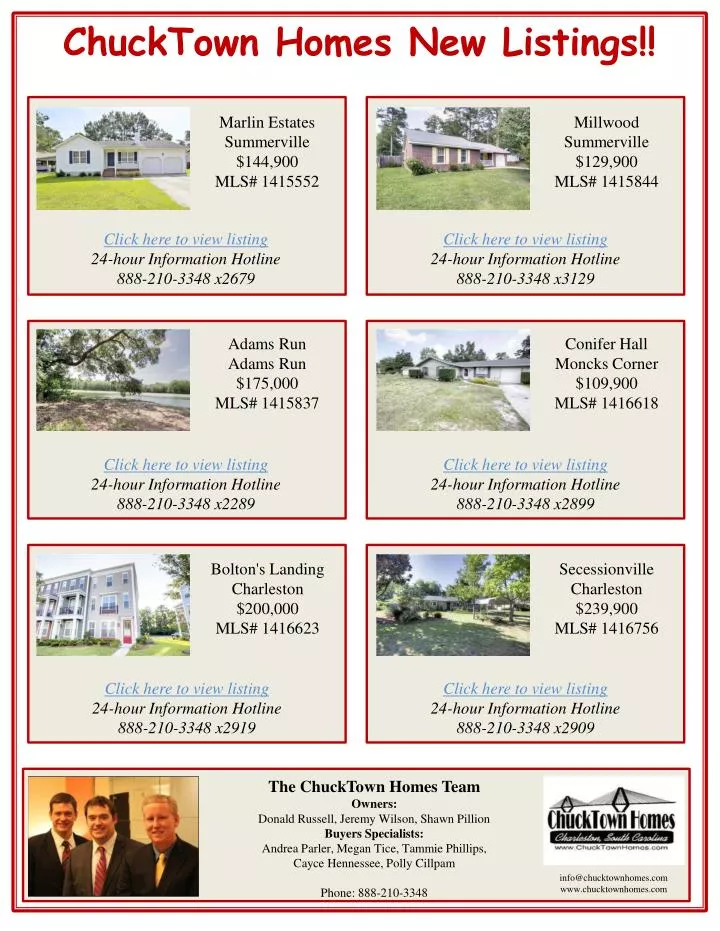 chucktown homes new listings