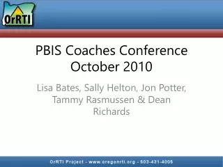 PBIS Coaches Conference October 2010