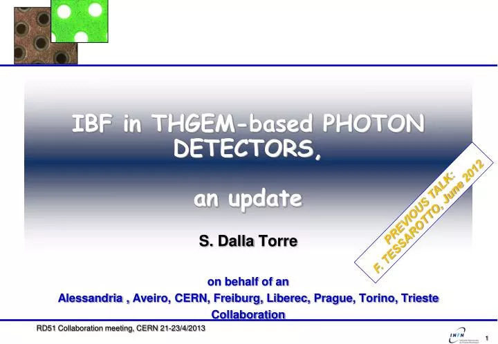 ibf in thgem based photon detectors an update