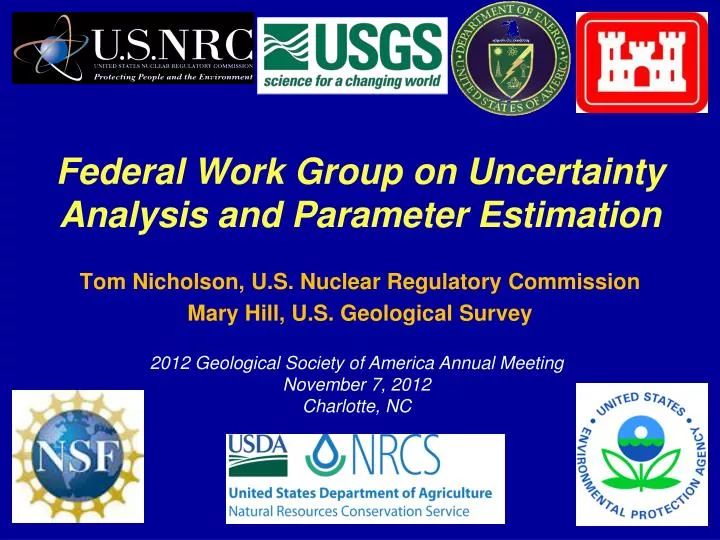 federal work group on uncertainty analysis and parameter estimation