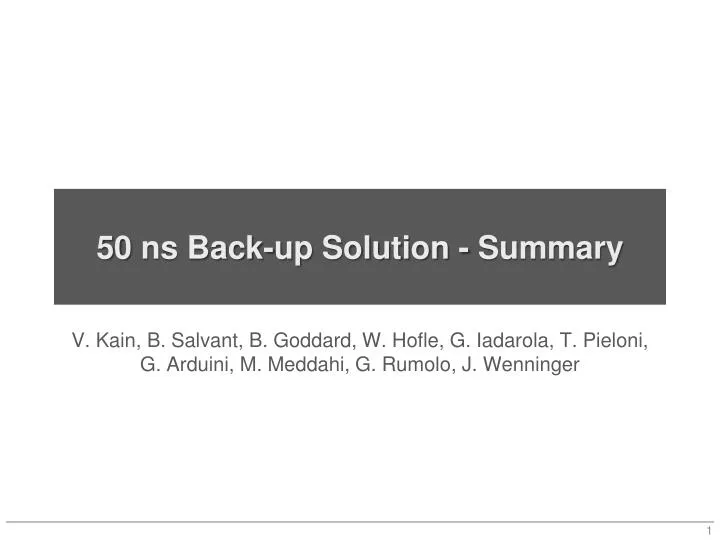 50 ns back up solution summary